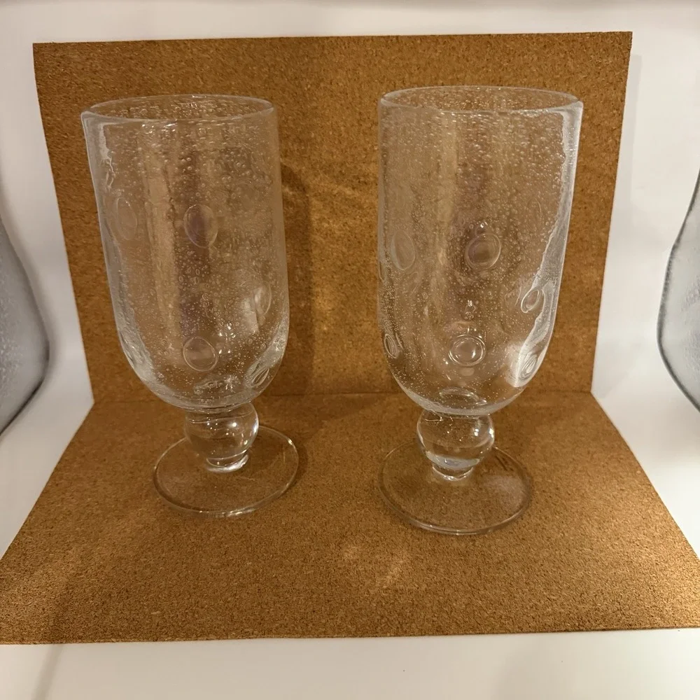 Southern Living Bella Luna Water Goblets/Glasses Bubble Glass 7.25